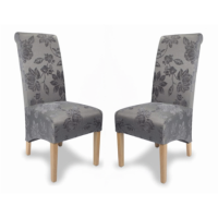 Hamden Fleur Antique Grey Fabric Pair of Dining Chairs