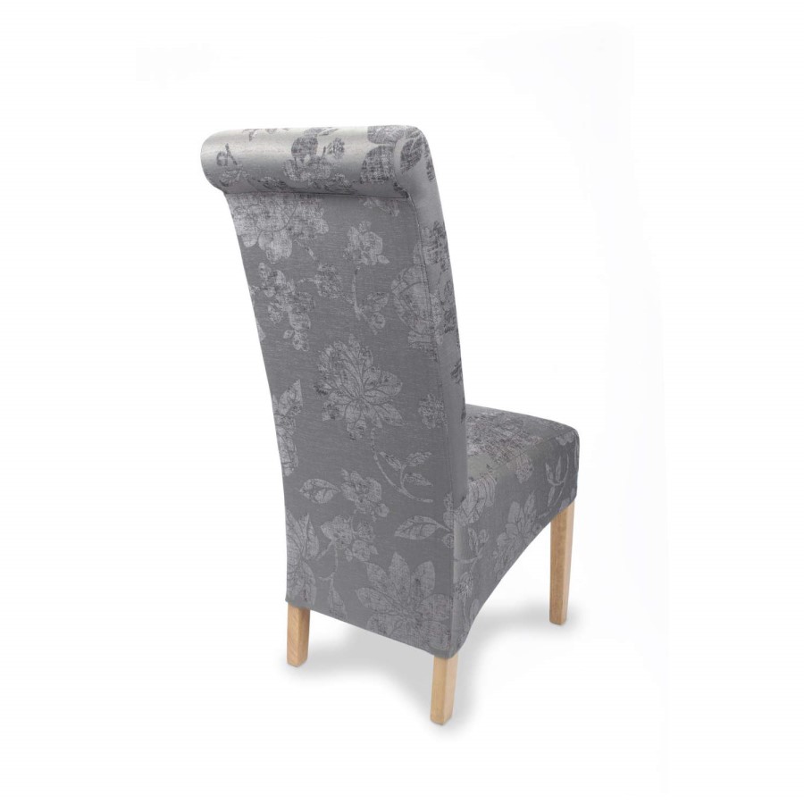 Hamden Fleur Antique Grey Fabric Pair of Dining Chairs