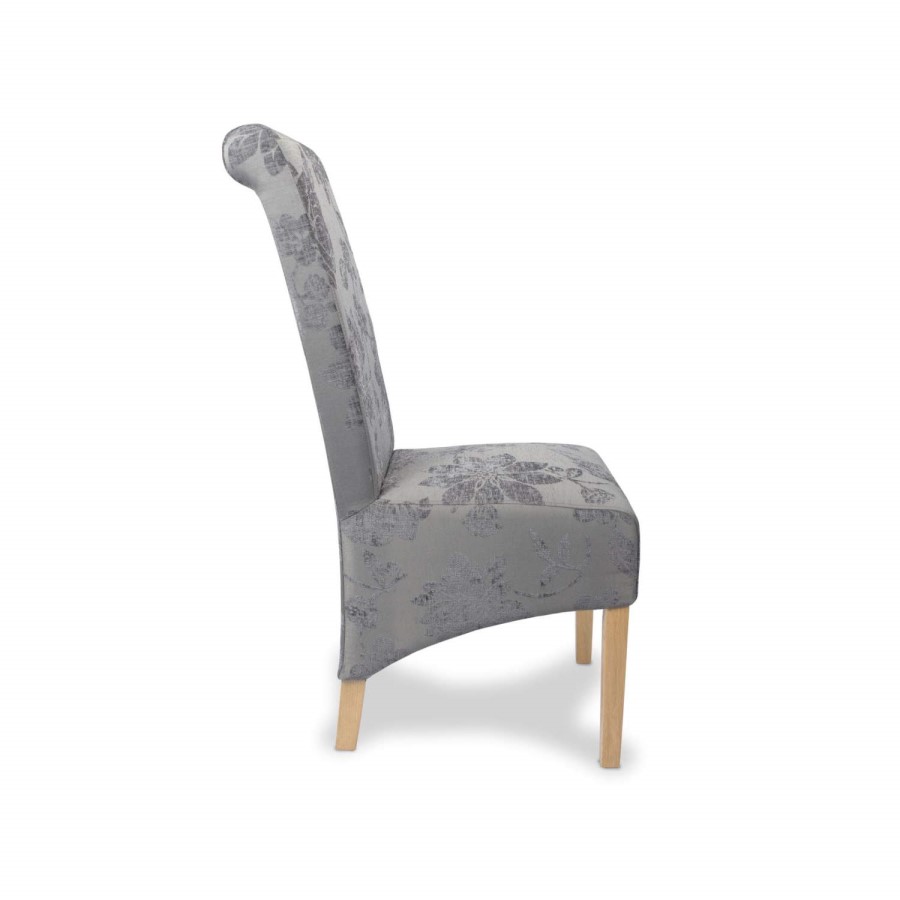 Hamden Fleur Antique Grey Fabric Pair of Dining Chairs