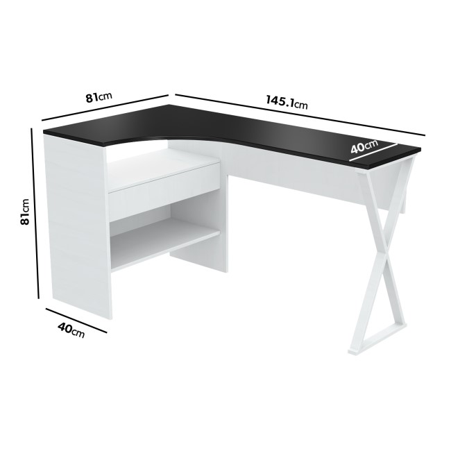 White L Shaped Desk with Storage Drawers - Karter