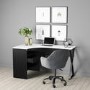 Black L Shaped Desk with Storage Drawers - Karter