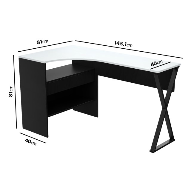 Black L Shaped Desk with Storage Drawers - Karter