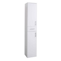 White Tall Boy Bathroom Cabinet Storage Unit - W350 x H1902mm