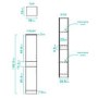 White Tall Boy Bathroom Cabinet Storage Unit - W350 x H1902mm