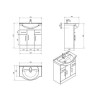White Free Standing Triple Door Bathroom Vanity Unit &amp; Basin - W750mm