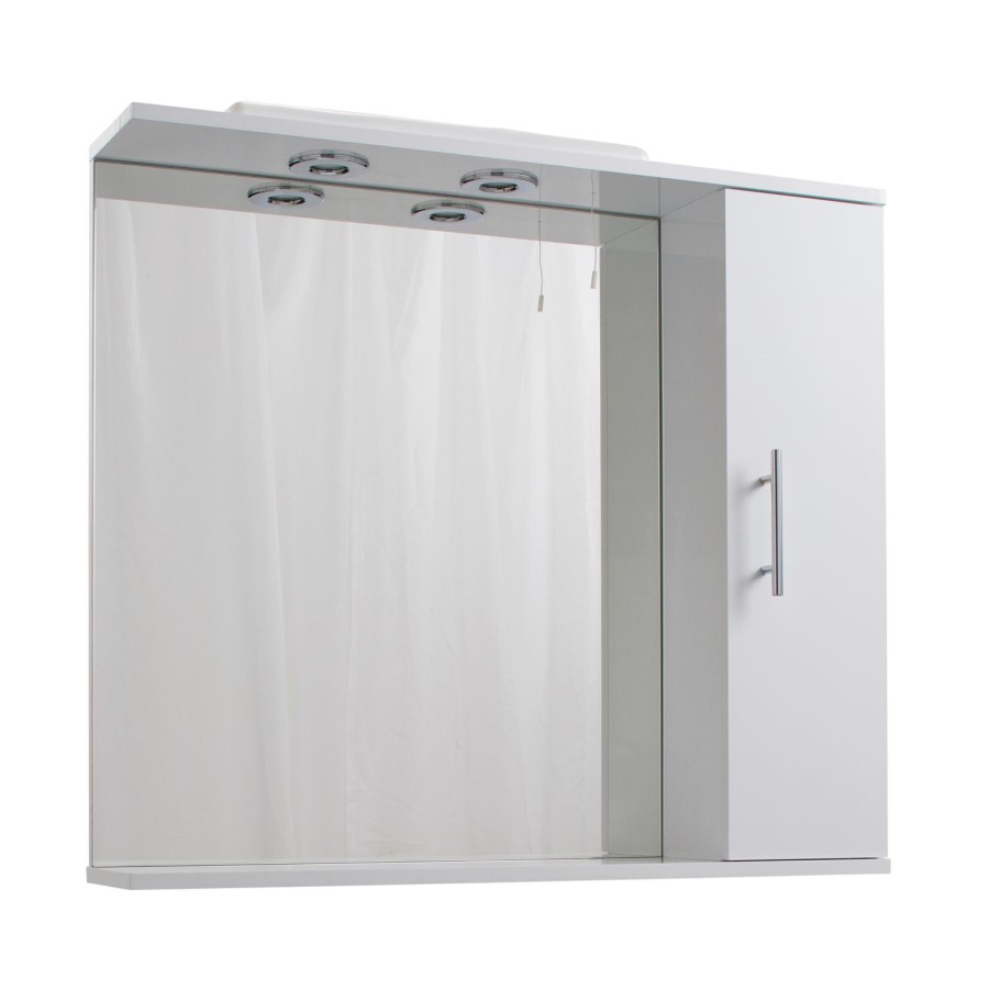 Alpina White Wall Mirror Cabinet with LED Downlight - 850mm Wide