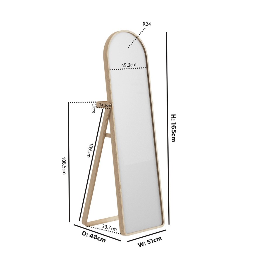 GRADE A1 - Wood Full-Length Freestanding Mirror - Kasper