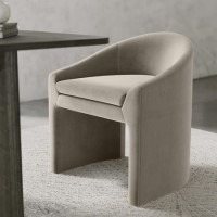 Upholstered Mink Velvet Curved Tub Dining Chair - Kelsey