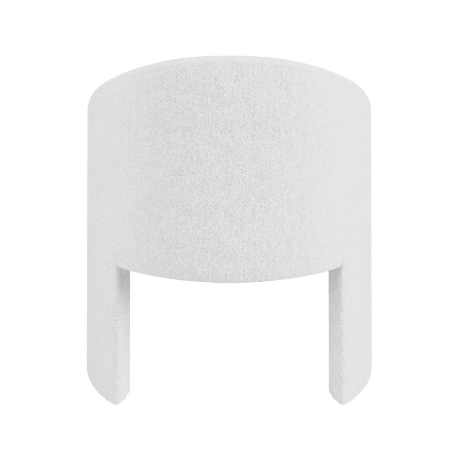 ALMOST PERFECT - Upholstered White Boucle Curved Tub Dining Chair - Kelsey