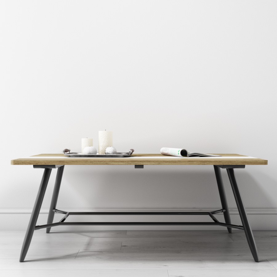 Reclaimed Wood Coffee Table with Black Metal Legs - Kuta