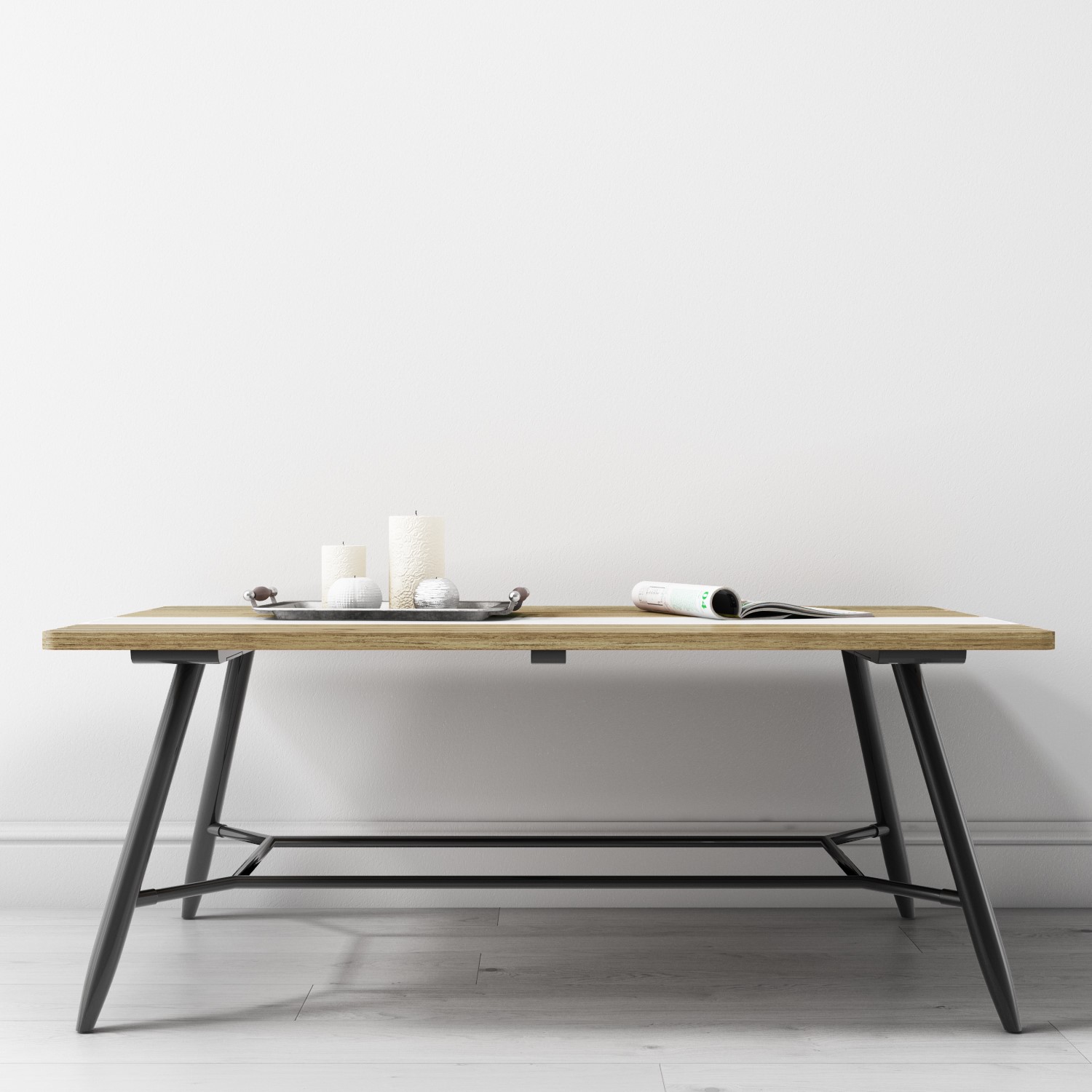 Wood Black Metal Coffee Table : Reclaimed Wood Coffee Table With Black