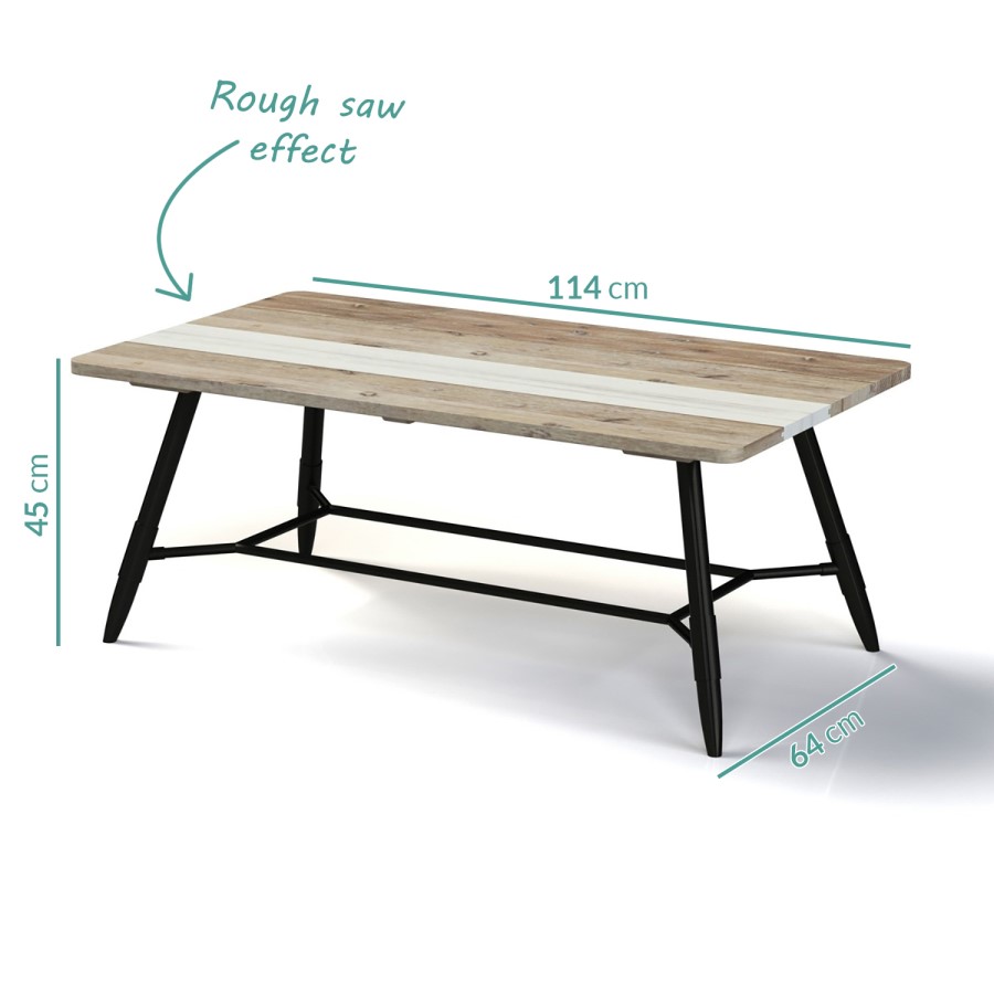 Reclaimed Wood Coffee Table with Black Metal Legs - Kuta