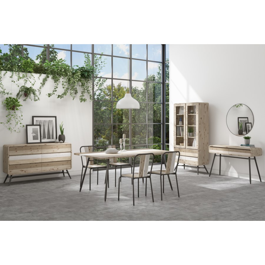 GRADE A1 - Industrial Style Wooden Display Cabinet- Kuta Range