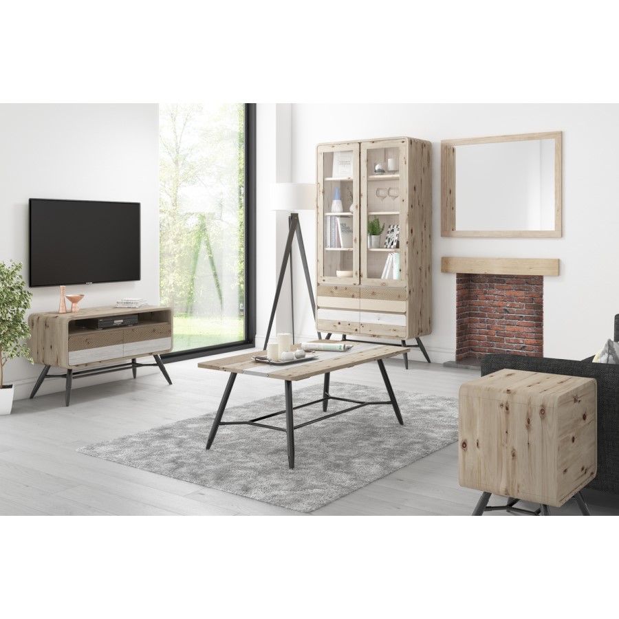 GRADE A1 - Industrial Style Wooden Display Cabinet- Kuta Range