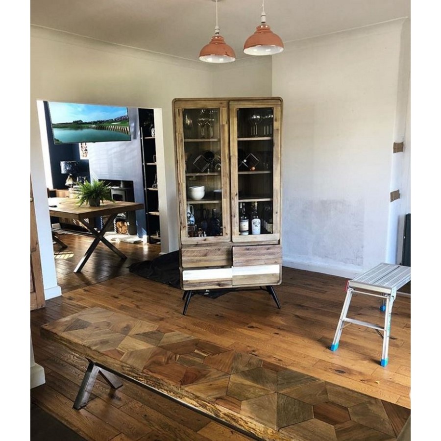 GRADE A1 - Industrial Style Wooden Display Cabinet- Kuta Range