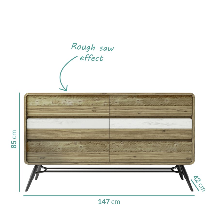 Large Sideboard in Reclaimed Solid Wood with Black Metal Legs - Industrial