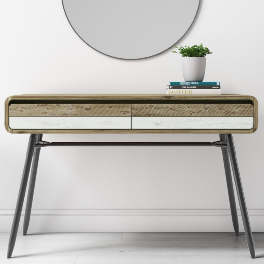 Rustic Console Table with Drawers in Reclaimed Solid Wood - Kuta
