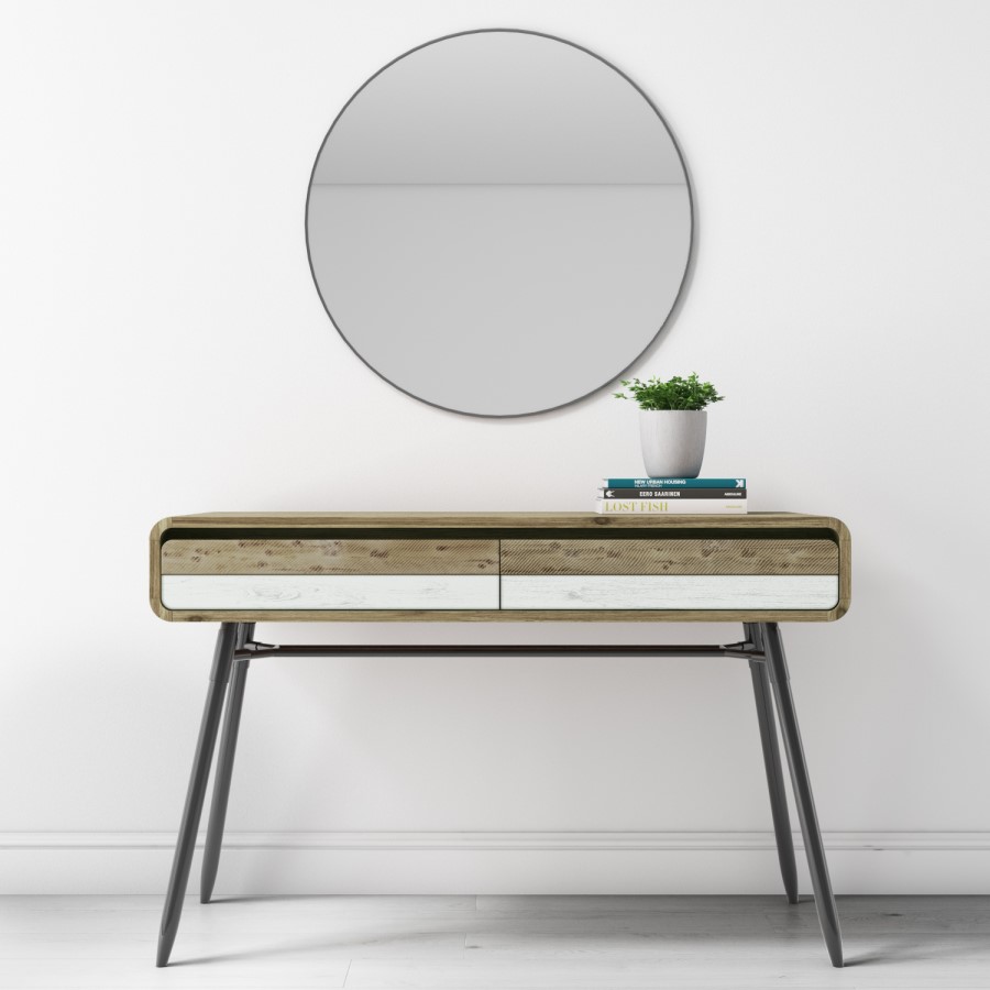 Rustic Console Table with Drawers in Reclaimed Solid Wood - Kuta