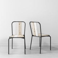 GRADE A1 - Kuta Industrial Style Reclaimed Wood Pair of Dining Chairs with Metal Legs