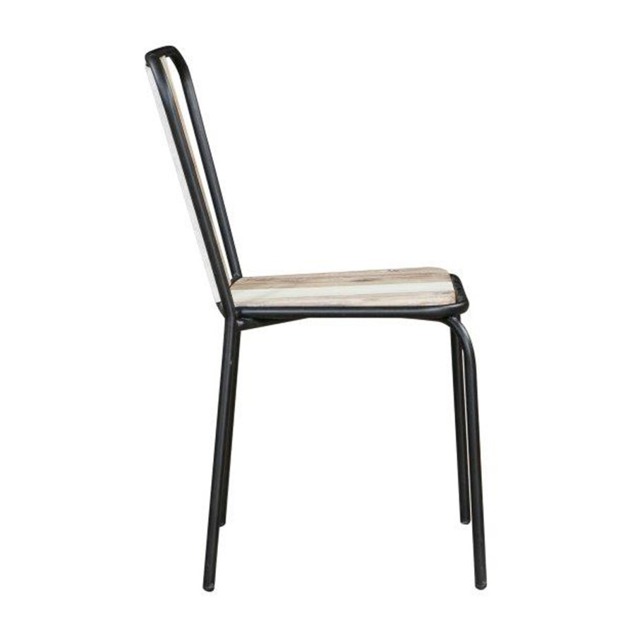 GRADE A1 - Kuta Industrial Style Reclaimed Wood Pair of Dining Chairs with Metal Legs