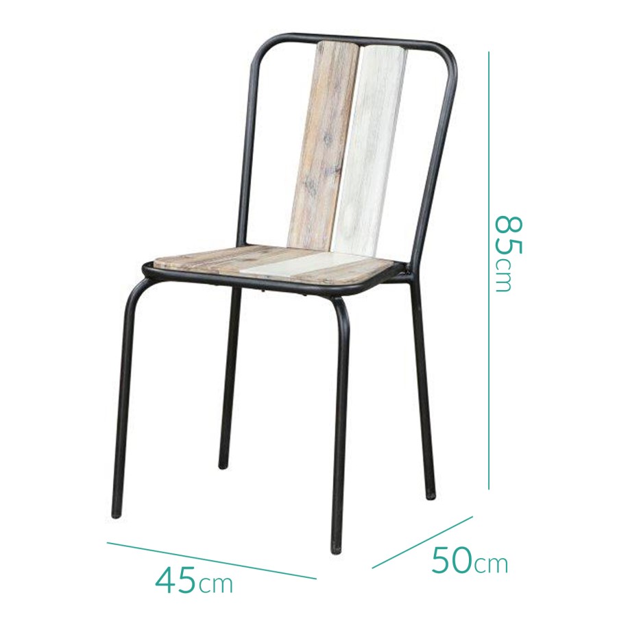 GRADE A1 - Kuta Industrial Style Reclaimed Wood Pair of Dining Chairs with Metal Legs