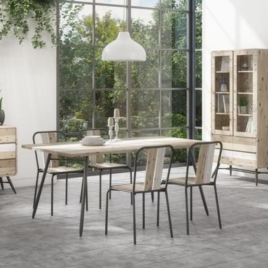 GRADE A1 - Kuta Industrial Style Reclaimed Wood Pair of Dining Chairs with Metal Legs