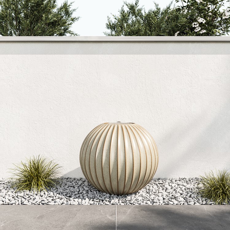 Glazed Ceramic Ball Water Feature with LED Lights