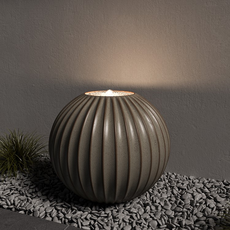 Glazed Ceramic Ball Water Feature with LED Lights