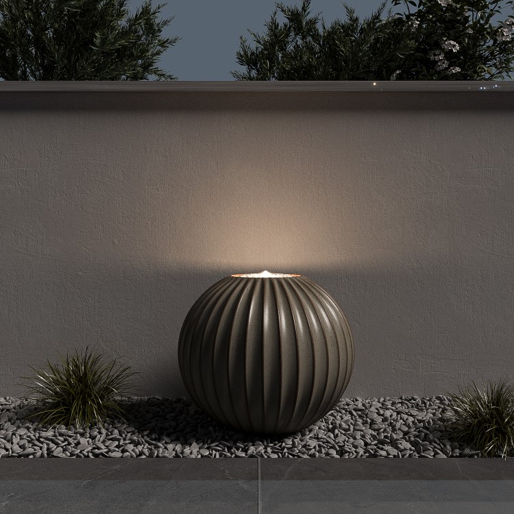 Glazed Ceramic Ball Water Feature with LED Lights