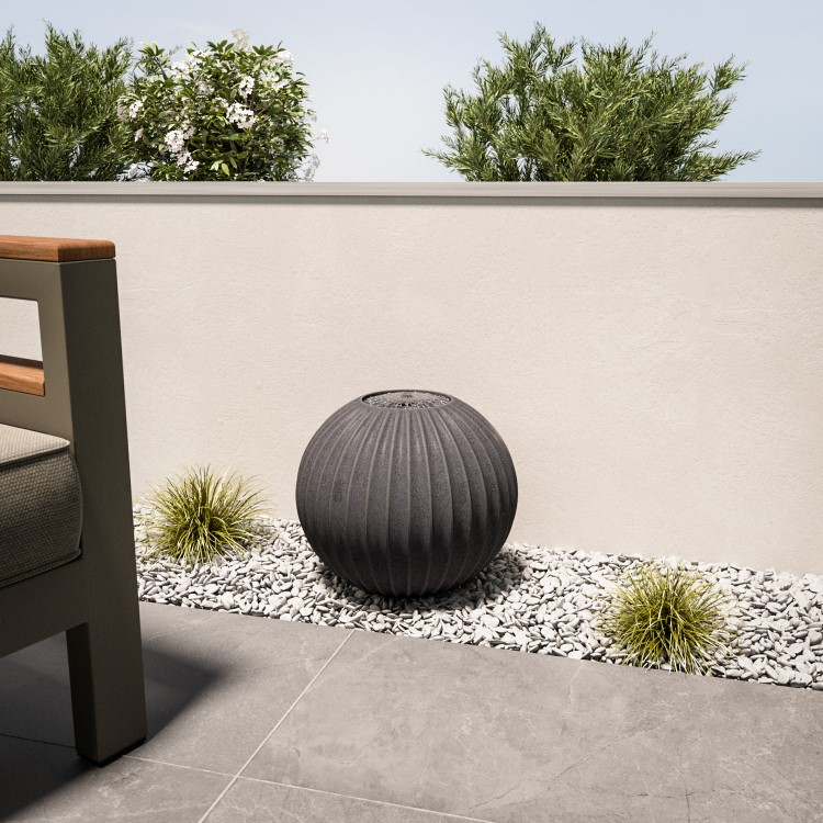 Matt Grey Ceramic Ball Water Feature with LED Lights