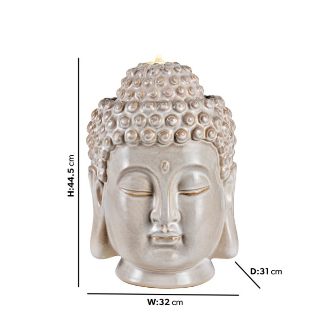 Ceramic Buddha Head Water Feature with LED Lights