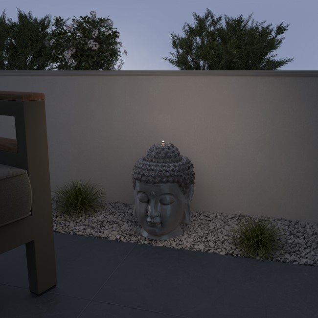 Ceramic Buddha Head Water Feature with LED Lights