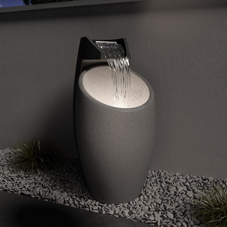 Oval Pouring Water Feature with LED Lights