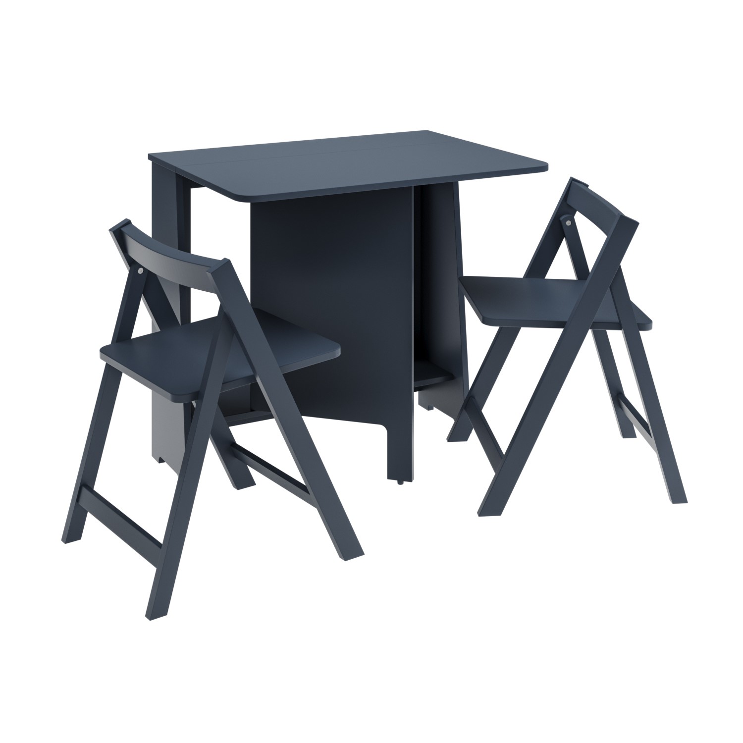Photo of Navy space saving drop leaf dining table and chairs - seats 2 - kylee