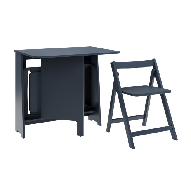 Navy Drop Leaf Dining Table Set with 2 Chairs - Seats 2 - Kylee