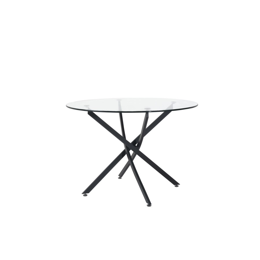 Round Glass Dining Table with Black Legs - Kacey