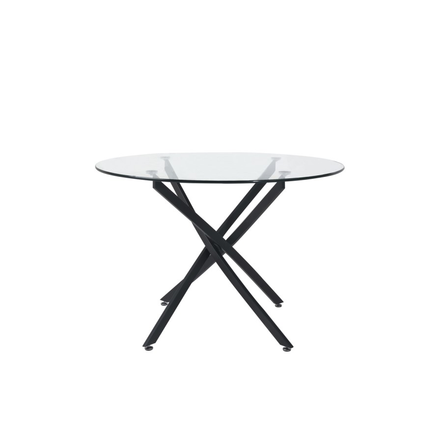Round Glass Dining Table with Black Legs - Kacey