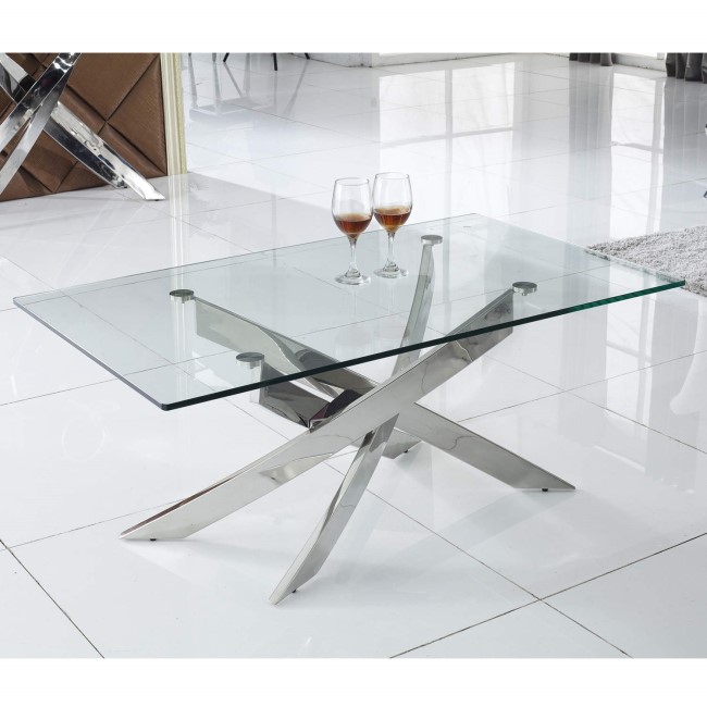 Glass Coffee Table with Chrome Base - Vida Living Kalmar
