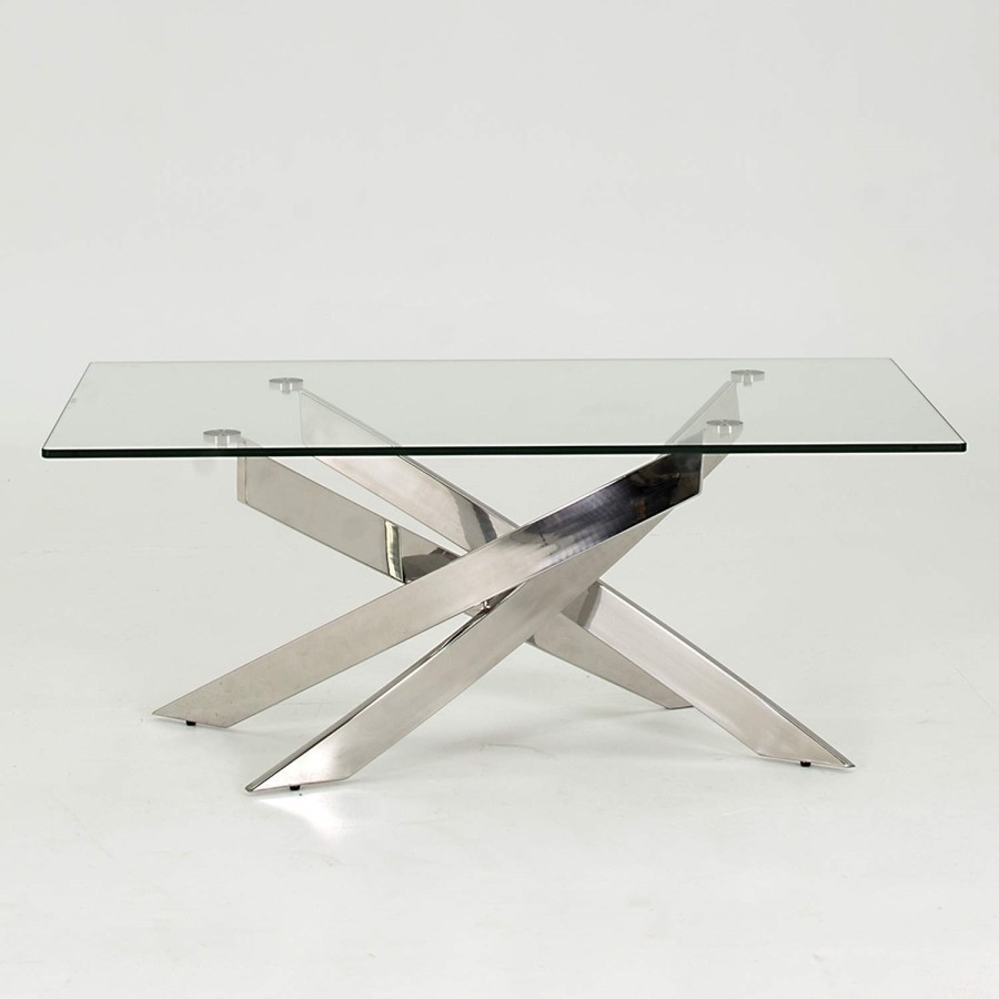 Glass Coffee Table with Chrome Base - Vida Living Kalmar