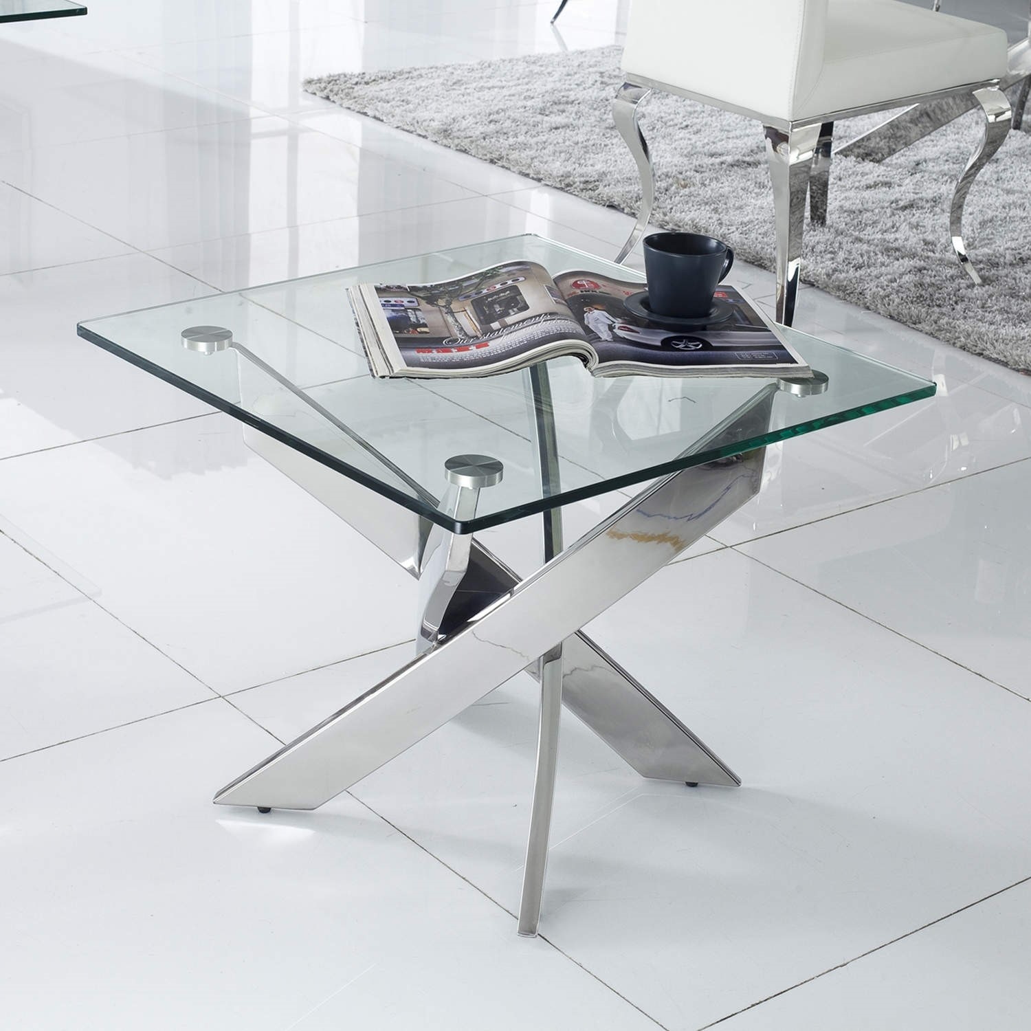 glass side table with chrome base vida living kalmar furniture123