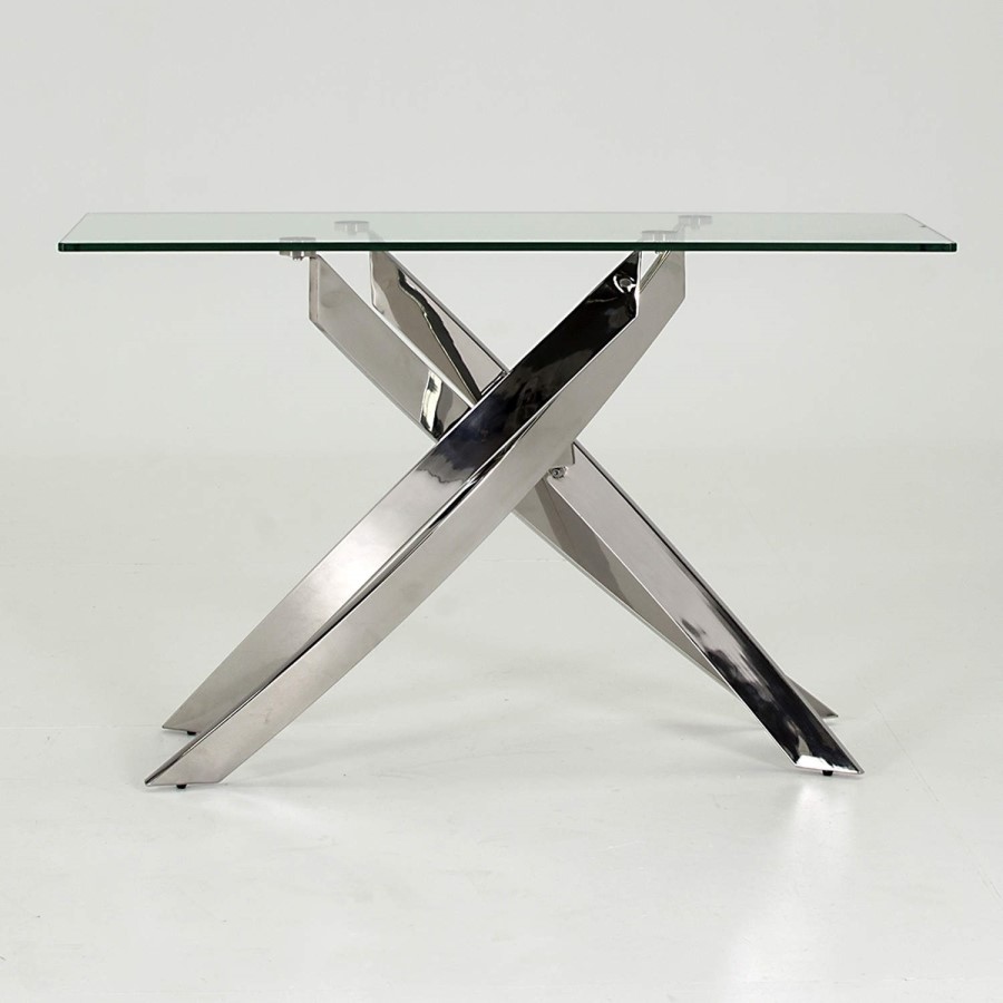 Glass Console Table with Chrome Base - Vida Living Kalmar