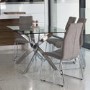 Glass Dining Table with Chrome Base - Seats 6 - Vida Living Kalmar