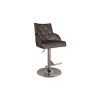 Arianna Adjustable Bar Stool in Charcoal Grey Velvet with Silver Studs