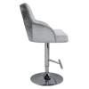 GRADE A1 - Arianna Adjustable Bar Stool in Pewter Grey Velvet with Silver Studs