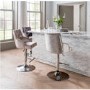 GRADE A1 - Arianna Adjustable Bar Stool in Pewter Grey Velvet with Silver Studs