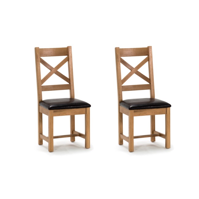 Klara Pair of Cross Back Dining Chairs in Solid Oak