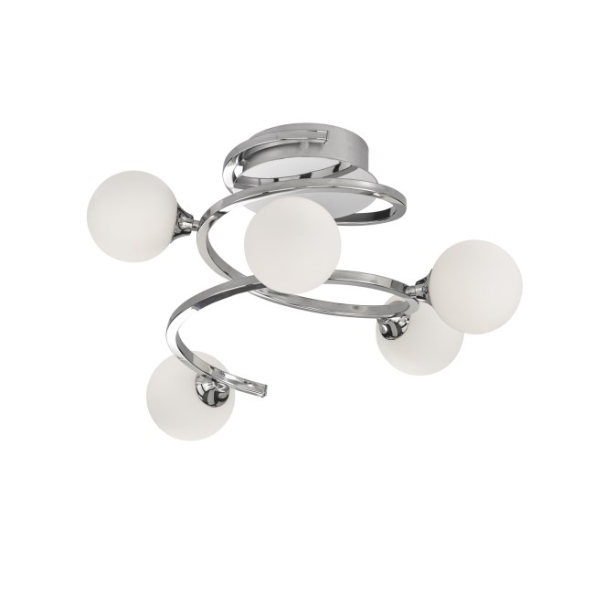LED Light with Chrome Spiralling Frame & Opal Shade - Avery