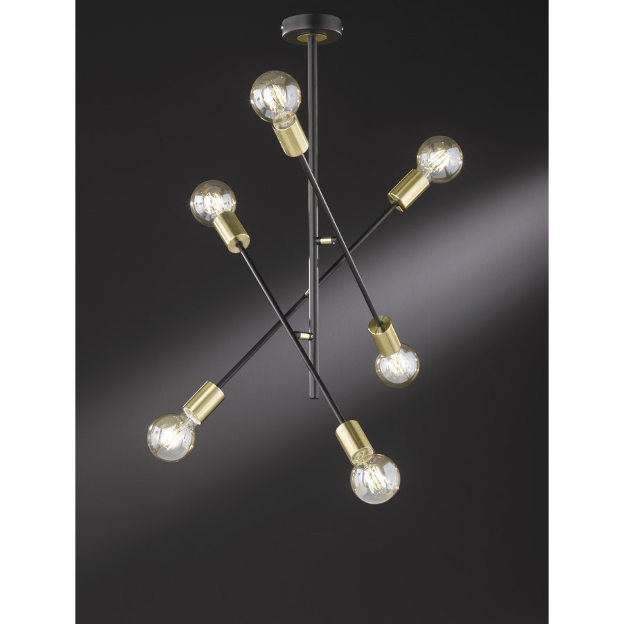 WOFi 6 Light Semi- Flush Ceiling Light in Black & Gold - Tanil Range