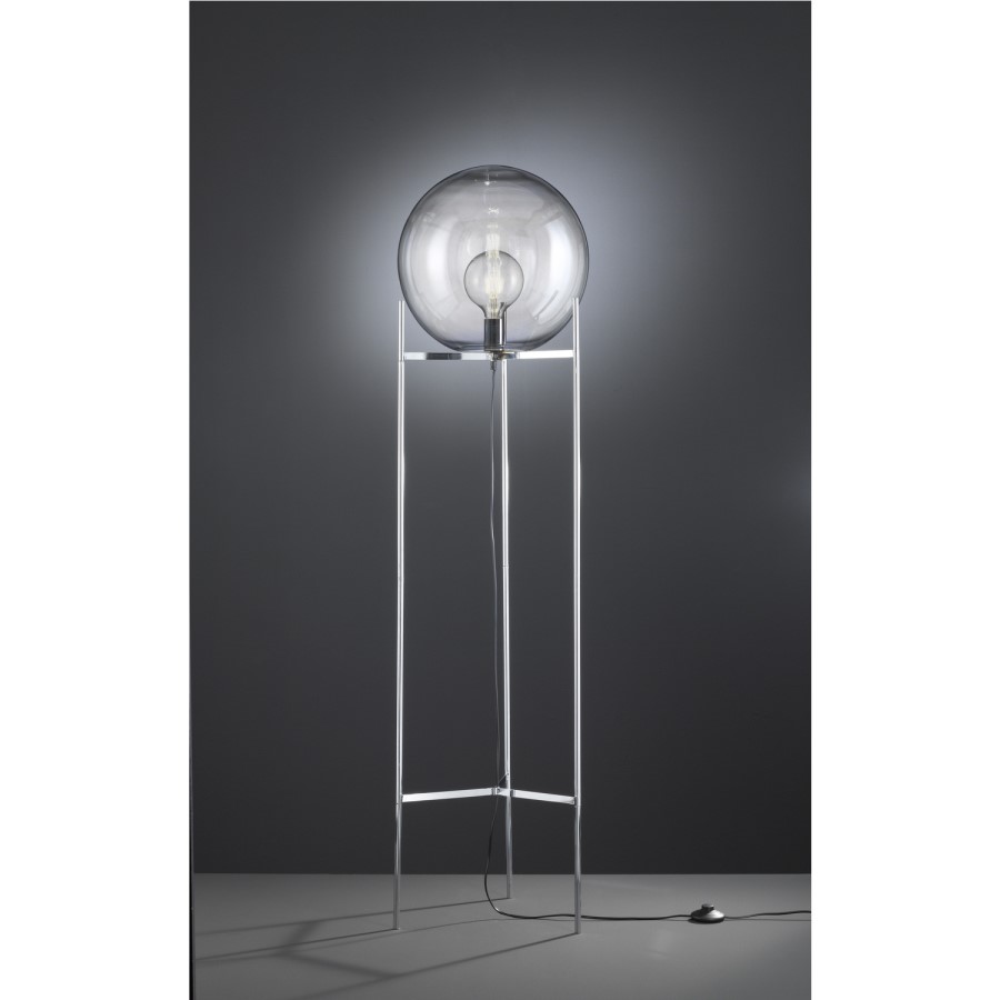 Floor Lamp with Glass Shade & 3 Chrome Legs - Ronda