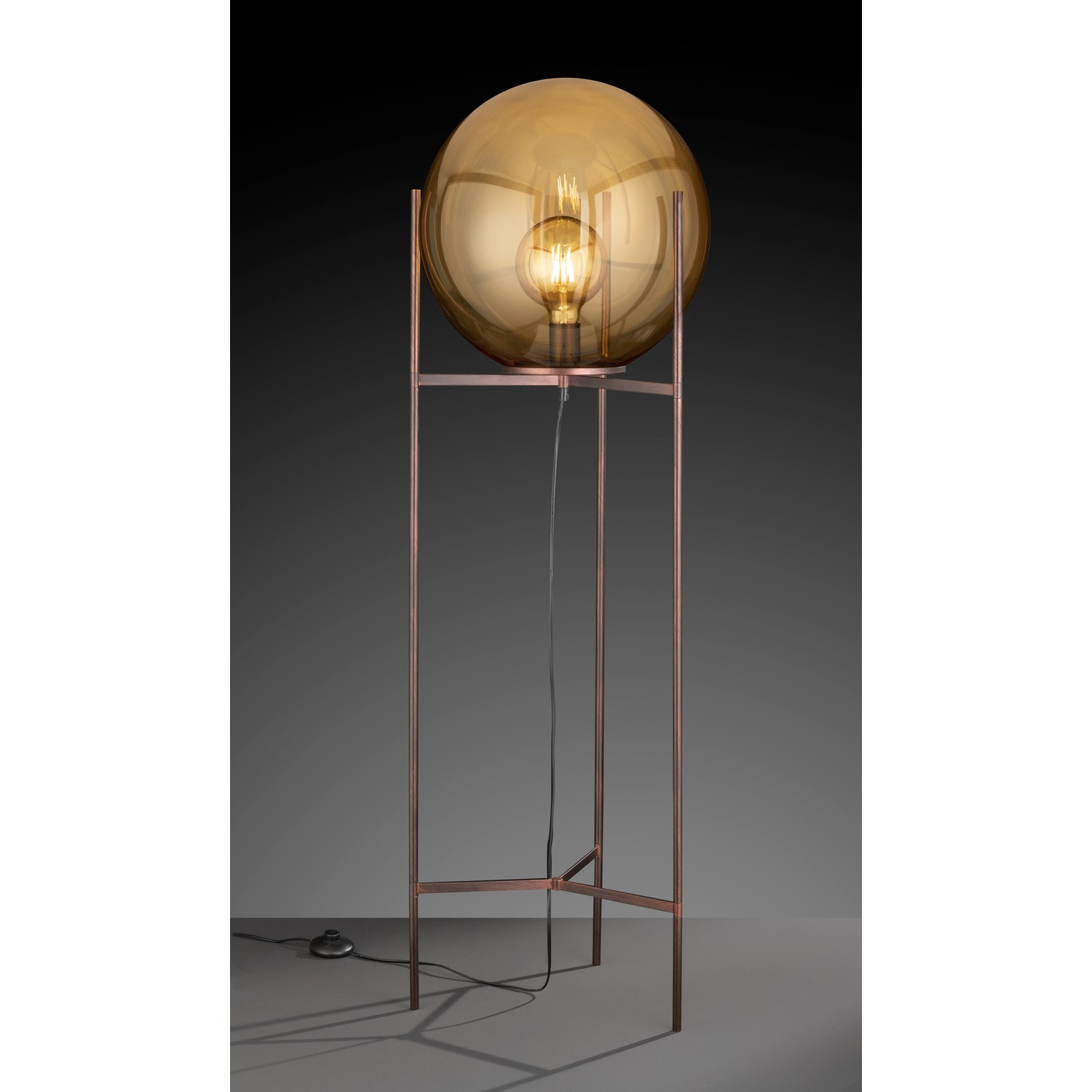 Floor Lamp in Antique Brown with Glass Shade  Ronda